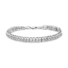 Load image into Gallery viewer, .925 Sterling Silver 1.0 Cttw Rose Cut Diamond Double-Link 7" Tennis Bracelet (I-J Color, I3 Clarity)
