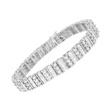 Load image into Gallery viewer, 14K White Gold 4 7/8 cttw Baguette &amp; Round Brilliant-Cut Diamond Channel- &amp; Prong-Set Tennis Bracelet (I-J Color, I1-I2 Clarity) - Size 7.25"
