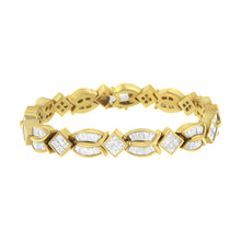 Load image into Gallery viewer, 14K Yellow Gold 8 1/5 Cttw Baguette and Princess-Cut Diamond Geometric Twist Link Bracelet (G-H Color, VS1-VS2 Clarity) - Size 7"
