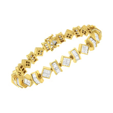 Load image into Gallery viewer, 14K Yellow Gold 7.50 Cttw Princess and Baguette Diamond Geometric Link Bracelet
