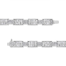 Load image into Gallery viewer, 14K White Gold 10 5/8 Cttw Diamond Panel Link Bracelet  - 7" Inches
