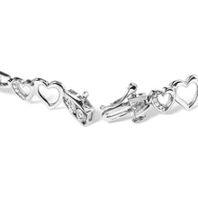 Load image into Gallery viewer, 925 Sterling Silver 1/5 Cttw Diamond Double Heart Link Bracelet (I-J Color, I3 Clarity) - 7.25" Inches
