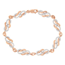 Load image into Gallery viewer, 10K Rose Gold 1.0 Cttw Diamond Infinity Loop and Swirl Link Bracelet (I-J Color, I2-I3 Clarity) - 7.25" Inches
