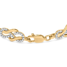 Load image into Gallery viewer, 14K Yellow Gold Plated .925 Sterling Silver 1.0 Cttw Diamond Infinity Loop and Swirl Link Bracelet
