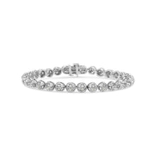 Load image into Gallery viewer, .925 Sterling Silver 1.0 Cttw Diamond Miracle-Plate Open Quatrefoil Flower Circle-Link 7" Tennis Bracelet (I-J color, I3 clarity)
