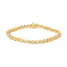 Load image into Gallery viewer, .925 Sterling Silver 1.0 Cttw Miracle Set Diamond Heart-Link 7" Tennis Bracelet (I-J Color, I2-I3 Clarity)
