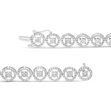 Load image into Gallery viewer, .925 Sterling Silver 1/2 Cttw Diamond Nested Circle Miracle Set Open Wheel 7.25" Fashion Link Bracelet (I-J Color, I3 Clarity)
