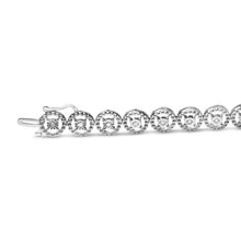 Load image into Gallery viewer, .925 Sterling Silver 1/2 Cttw Diamond Nested Circle Miracle Set Open Wheel 7.25" Fashion Link Bracelet (I-J Color, I3 Clarity)
