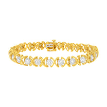 Load image into Gallery viewer, 10K Yellow Gold Plated Sterling Silver 2 cttw Diamond "XOXO" Bracelet (J-K Clarity, I1-I2 Color) - Size 7.25"

