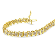 Load image into Gallery viewer, 10K Yellow Gold Plated .925 Sterling Silver 7.0 cttw 2-Prong Set Round Brilliant Cut Diamond "S" Link Bracelet (J-K color, I1-I2 clarity) - 7"
