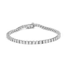 Load image into Gallery viewer, .925 Sterling Silver 1.0 Cttw Miracle-Set Diamond Round Faceted Bezel Tennis Bracelet (I-J Color, I3 Clarity) - 7"
