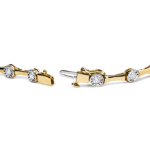 Load image into Gallery viewer, 10K Yellow Gold Plated .925 Sterling Silver 1.0 Cttw Miracle Set Diamond Bezel Style Station Link Bracelet (H-I Color, I3 Clarity) - Size 7"
