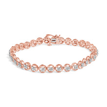 Load image into Gallery viewer, 14K Yellow Gold Plated .925 Sterling Silver 1/10 Cttw Diamond Open Circle Beaded Wheel Link Tennis Bracelet (I-J Color, I3 Clarity) - 7.25"
