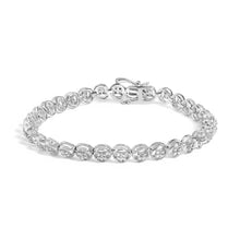 Load image into Gallery viewer, 14K Yellow Gold Plated .925 Sterling Silver 1/10 Cttw Diamond Open Circle Beaded Wheel Link Tennis Bracelet (I-J Color, I3 Clarity) - 7.25"
