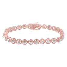 Load image into Gallery viewer, 14K Rose Gold Over .925 Sterling Silver 1/4 Cttw Diamond 7" Open Circle Wheel Link Tennis Bracelet (I-J Color, I2-I3 Clarity)
