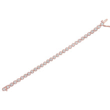Load image into Gallery viewer, 14K Rose Gold Over .925 Sterling Silver 1/4 Cttw Diamond 7" Open Circle Wheel Link Tennis Bracelet (I-J Color, I2-I3 Clarity)
