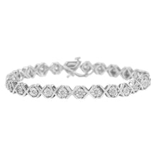 Load image into Gallery viewer, .925 Sterling Silver 1/4 Cttw Miracle Set Diamond "X" Link Bracelet (I-J Color, I3 Clarity) - 7.25"
