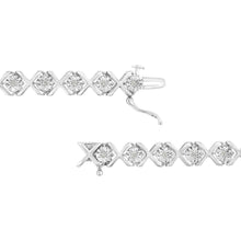 Load image into Gallery viewer, .925 Sterling Silver 1/4 Cttw Miracle Set Diamond "X" Link Bracelet (I-J Color, I3 Clarity) - 7.25"
