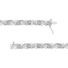 Load image into Gallery viewer, .925 Sterling Silver 1.0 Cttw Round-Brilliant and Baguette Cut Diamond Miracle-Set X-Link 7" Tennis Bracelet (I-J Color, I2-I3 Clarity)
