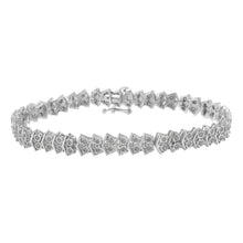 Load image into Gallery viewer, .925 Sterling Silver 1.0 cttw Diamond "Arrow" Shape Tennis Link Bracelet (I-J Color, I3 Clarity) -7.25"
