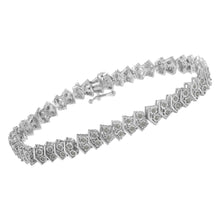 Load image into Gallery viewer, .925 Sterling Silver 1.0 cttw Diamond "Arrow" Shape Tennis Link Bracelet (I-J Color, I3 Clarity) -7.25"

