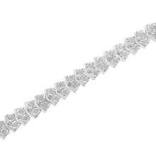 Load image into Gallery viewer, .925 Sterling Silver 1.0 Cttw Chevron 2 Stone Arrow Link Tennis Bracelet (I-J Color, I3 Clarity) - 7â€
