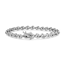 Load image into Gallery viewer, .925 Sterling Silver 1/10 Cttw Round-Cut Diamond Links of Flame Bracelet (I-J Color, I3) - 7.25"
