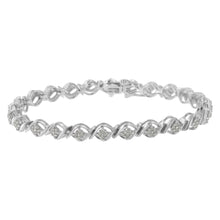 Load image into Gallery viewer, Sterling Silver Diamond Cluster Link Bracelet (1 cttw, I-J Color, I2-I3 Clarity)
