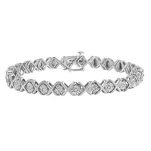 Load image into Gallery viewer, .925 Sterling Silver 1/10 cttw Miracle-Set Round-Cut Diamond "X" Link Tennis Bracelet (I-J color, I2-I3 clarity) - 7.25"
