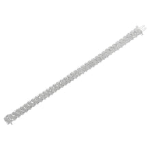 Load image into Gallery viewer, .925 Sterling Silver 3.0 Cttw Diamond Multi Row Cluster Slanted Wave Link 7-Â¼â€ Tennis Bracelet (I-J Color, I2-I3 Clarity)
