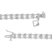 Load image into Gallery viewer, .925 Sterling Silver Diamond Miracle-Set Double Swoosh Milgrain Style Tennis Bracelet (1/2 cttw, I-J Color, I3 Clarity) - Size 7.75"
