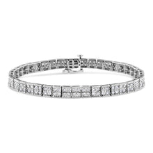 Load image into Gallery viewer, .925 Sterling Silver 2 Cttw Prong Set Round-Cut Diamond 4 Stone Box Link Bracelet (I-J Color, I3 Clarity) - 7.25"
