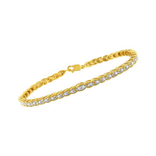 Load image into Gallery viewer, 10K Yellow Gold Plated .925 Sterling Silver 1 cttw Prong-Set Diamond Pear Shape Link Bracelet (I-J Color, I1-I2 Clarity) - 7.25"
