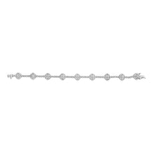Load image into Gallery viewer, .925 Sterling Silver 3.0 Cttw Diamond Halo Square Shape Link Bracelet (I-J Color, I3 Clarity) - 7.25"
