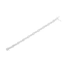Load image into Gallery viewer, .925 Sterling Silver 1 cttw Diamond Double Leaf and Bezel Link Bracelet (I-J Clarity, I2-I3 Color) - Size 7.25"
