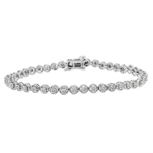 Load image into Gallery viewer, .925 Sterling Silver 1/2 Cttw Miracle Set Round Diamond Bezel Design Link Bracelet (I-J Color, I2-I3 Clarity) - 7.25"
