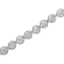 Load image into Gallery viewer, .925 Sterling Silver 1/2 Cttw Miracle Set Round Diamond Bezel Design Link Bracelet (I-J Color, I2-I3 Clarity) - 7.25"

