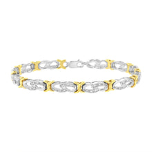 Load image into Gallery viewer, 10k Yellow Gold Plated Sterling Silver 1/4 cttw Diamond Infinity and X Link Bracelet (I-J Clarity, I2-I3 Color) - Size 7.25"
