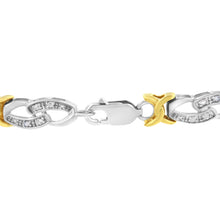 Load image into Gallery viewer, 10k Yellow Gold Plated Sterling Silver 1/4 cttw Diamond Infinity and X Link Bracelet (I-J Clarity, I2-I3 Color) - Size 7.25"

