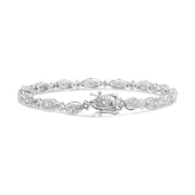 Load image into Gallery viewer, .925 Sterling Silver 1/2 Cttw Diamond Alternating Marquise and Starburst Shaped Link Bracelet (I-J Color, I2-I3 Clarity) - 7.25"
