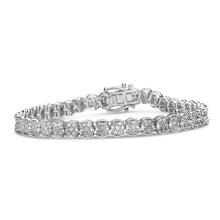 Load image into Gallery viewer, .925 Sterling Silver 2.0 Cttw Diamond Cluster Link Bracelet (I-J Color, I2-I3 Clarity) - Size 7.25"
