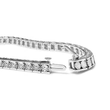Load image into Gallery viewer, .925 Sterling Silver 1/4 Cttw Miracle Set Diamond and Bead Link 7.25" Tennis Bracelet (I-J Color, I2-I3 Clarity)
