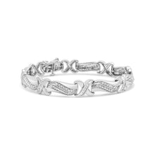 Load image into Gallery viewer, .925 Sterling Silver 1 3/4 Cttw Diamond Wave and X Link Tennis Bracelet (I-J Color, I3 Clarity) - 7"
