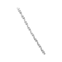 Load image into Gallery viewer, .925 Sterling Silver 1 3/4 Cttw Diamond Wave and X Link Tennis Bracelet (I-J Color, I3 Clarity) - 7"
