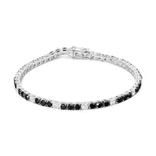 Load image into Gallery viewer, .925 Sterling Silver 3.0 Cttw Black and White Diamond Tennis Bracelet (I-J Color, I2-I3 Clarity) - 7.25" Inches
