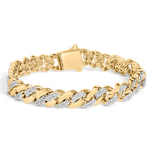 Load image into Gallery viewer, 14K Yellow Gold Plated .925 Sterling Silver 1/2 Cttw Diamond Cuban Curb Chain Bracelet (I-J Color, I3 Clarity) - 8.5" Inches
