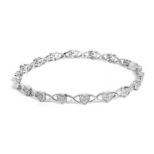Load image into Gallery viewer, .925 Sterling Silver Diamond Accent Heart Link Bracelet (I-J Color, I3 Clarity) - 7.25"
