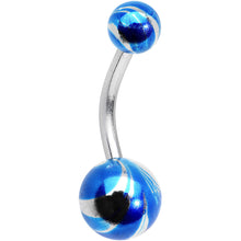 Load image into Gallery viewer, Blue Swirl Ball Ends Super Simple Belly Ring
