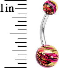 Load image into Gallery viewer, Red and Gold Swirl Ball Ends Super Simple Belly Ring
