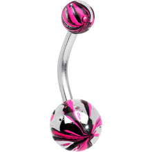 Load image into Gallery viewer, Pink and Black Swirl Stainless Steel Super Simple Belly Ring
